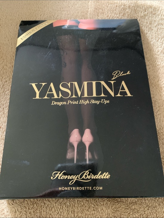 Honey Birdette Other - Honey Birdette Yasmina Dragon Print High Stay-Ups – Black